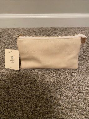 Riah Fashion Neutral Cream Faux Leather Wristlet Wallet